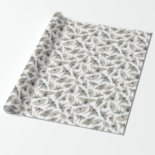 Spooky  Moth Pattern Cadeaupapier (Uitgerold)