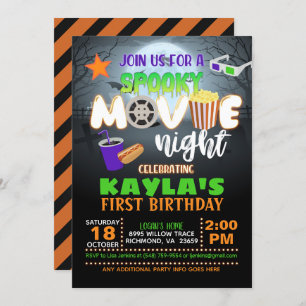 Spooky Movie Night Birthday Uitnodiging
