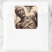 Spooky Mummy Horror Illustratie Vierkante Sticker (Tas)