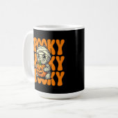 Spooky Mummy Knuffelen Pompoen Halloween Koffiemok (Voorkant links)