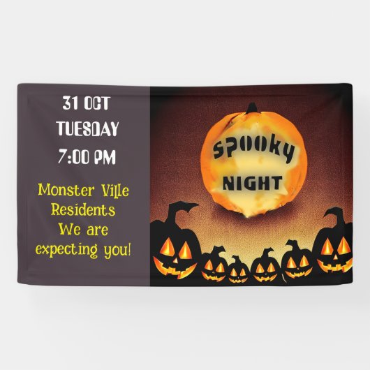 Spooky nacht Halloween gemeenschap familie Spandoek (Horizontaal)