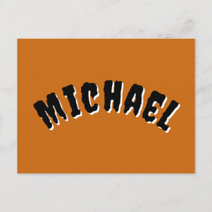 Spooky Name Briefkaart (Donker Sinaasappel & Zwart