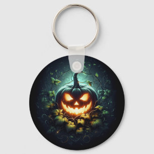 Spooky natuur gloeiende Halloween pompoen Sleutelhanger