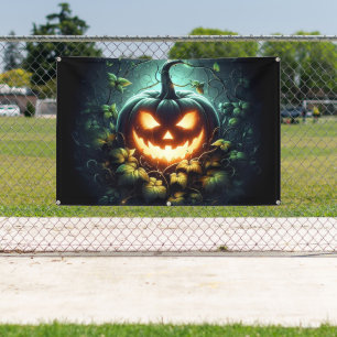 Spooky natuur gloeiende Halloween pompoen Spandoek