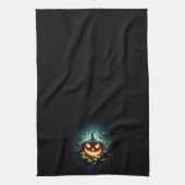 Spooky natuur gloeiende Halloween pompoen Theedoek (Verticaal)