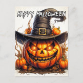 Spooky Nefarious Happy Halloween pompoen Briefkaart (Voorkant)