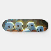 Spooky Night Cemetery Cute Halloween Ghost Skateboard (Horizontaal)