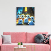 Spooky Night Cemetery Schattige Halloween Ghost Canvas Afdruk (Insitu (Woonkamer))