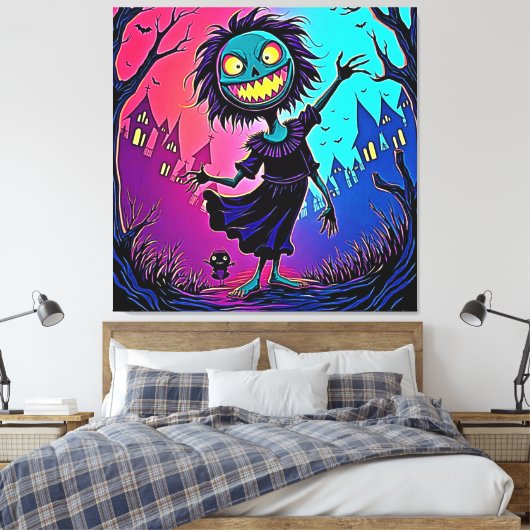 Spooky Night Halloween Creature Design Canvas Afdruk (Insitu (Slaapkamer))