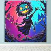 Spooky Night Halloween Creature Design Canvas Afdruk (Insitu (Houten vloer))