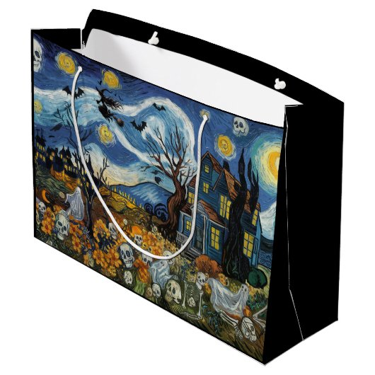 Spooky Night-Halloween spookachtige schedel spookh Groot Cadeauzakje (Achterkant Gekanteld)