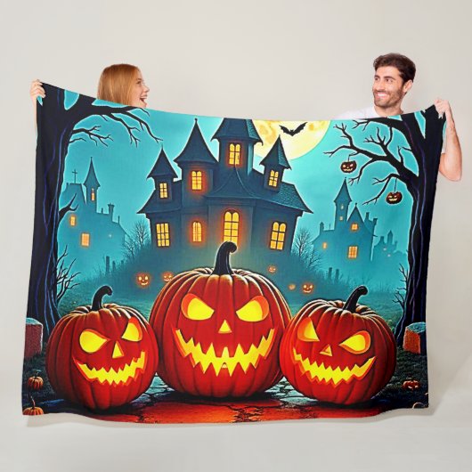 Spooky Night Haunted House Thrills Fleece Deken (In situ)