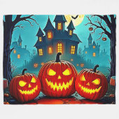 Spooky Night Haunted House Thrills Fleece Deken (Voorkant (Horizontaal))