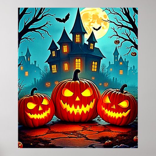 Spooky Night Haunted House Thrills Poster (Voorkant)