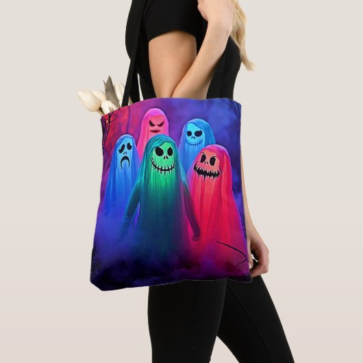 Spooky Night of Colorful Ghosts Design Draagtas (Dichtbij)