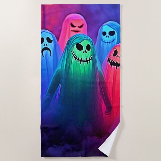 Spooky Night of Colorful Ghosts Design Strandlaken (Voorkant)