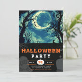 Spooky Night Sky Crescent Moon Halloween Kaart (Staand voorkant)