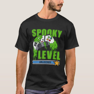 Spooky Niveau Ontgrendeld Halloween Kostuum Gamer T-shirt