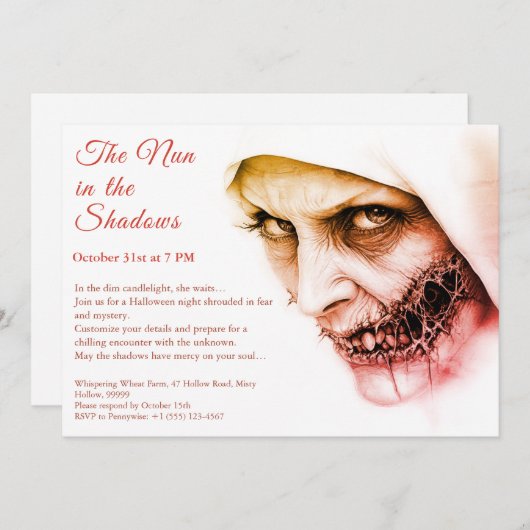 Spooky non Halloween uitnodiging spookachtige reli (Voorkant / Achterkant)