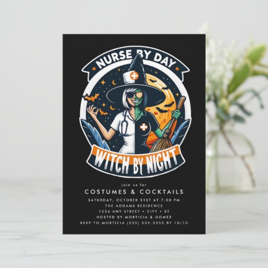 Spooky Nurse beroemd gemaakt door Day Witch Night Kaart (Staand voorkant)