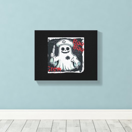 Spooky Nurse Ghost Haunted Hospital Crew Ghostly N Canvas Afdruk (Insitu (Houten vloer))
