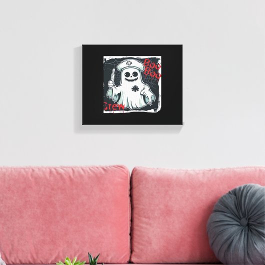 Spooky Nurse Ghost Haunted Hospital Crew Ghostly N Canvas Afdruk (Insitu (Woonkamer))
