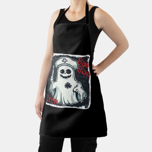 Spooky Nurse Ghost Haunted Hospital Crew Ghostly N Schort (Insitu)