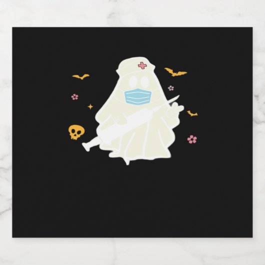 Spooky Nurse Practitioner Schattige Halloween Over Sparkling Wijnetiket (Enkel label)