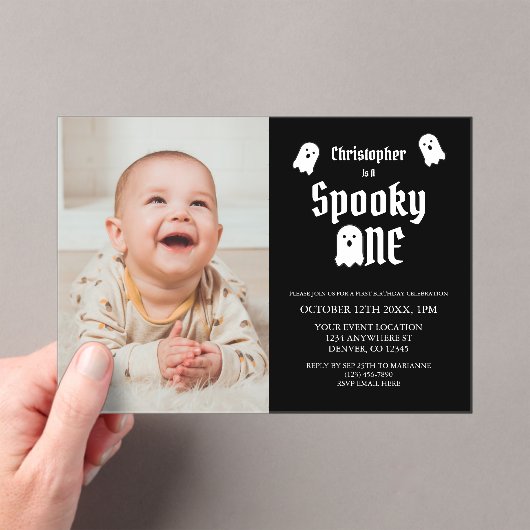 Spooky One 1st Birthday Acryl Uitnodigingen (Insitu (Draagbaar))