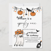 Spooky One Bat Halloween Ghost 1e Verjaardag Kaart (Voorkant)