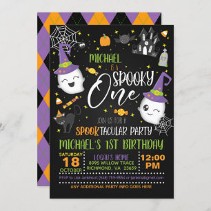 Spooky One Birthday Invitation - Blk Kaart