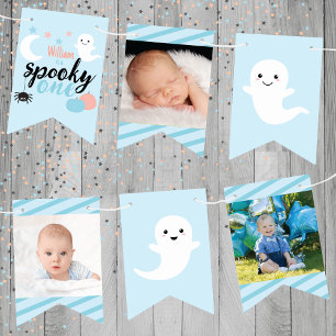 Spooky One Blue Eerste Verjaardag Vlaggetjes
