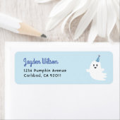 Spooky One Blue Ghost Halloween Retouradres Etiket (Insitu)