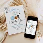 Spooky One Blue Halloween 1st Boy Verjaardag Kaart