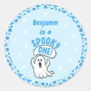 Spooky One Cute Funny Halloween Ghost 1st Birthday Ronde Sticker