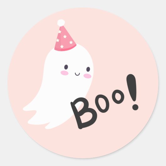 Spooky One Cute Halloween Ghost 1e verjaardag Favo Ronde Sticker (Voorkant)