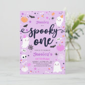 Spooky One Cute Halloween Ghost 1e verjaardag Kaart (Staand voorkant)