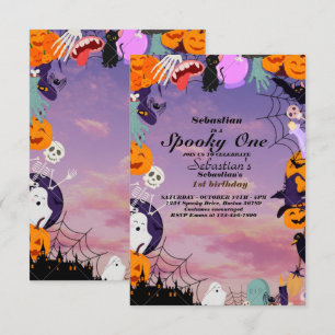 Spooky One Cute Halloween Ghost 1e verjaardag Kaart