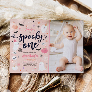 Spooky One Cute Halloween Ghost 1e verjaardag Kaart
