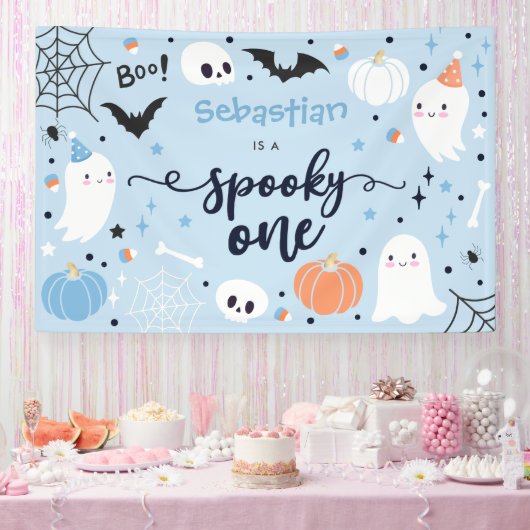Spooky One Cute Halloween Ghost 1e verjaardag Spandoek (Feest)