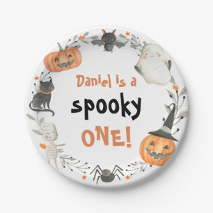 Spooky One Cute Halloween Ghost 1st Birthday Decor Papieren Bordje