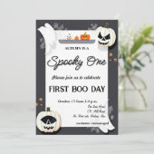 Spooky One First Birthday Invitation Feestdagenkaart (Staand voorkant)