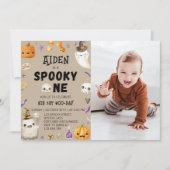 Spooky One Ghost 1e Verjaardagsuitnodiging Kaart (Voorkant)