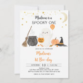 Spooky One Ghost Pumpkin Halloween First Birthday Kaart (Voorkant)