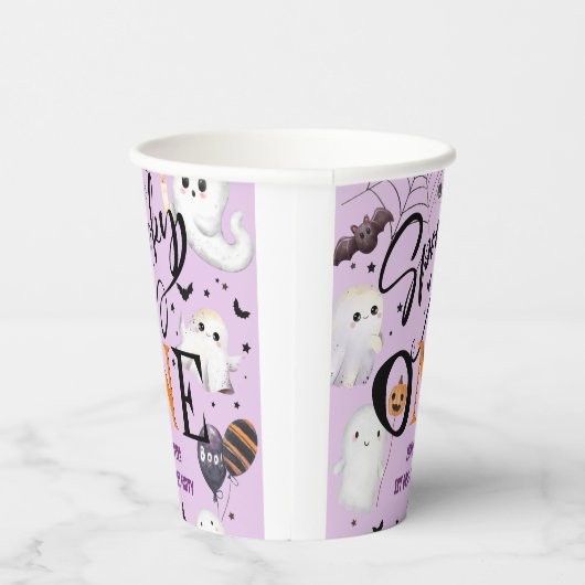 Spooky One Girl Paarse Halloween 1e Verjaardag Papieren Bekers (Rechts)