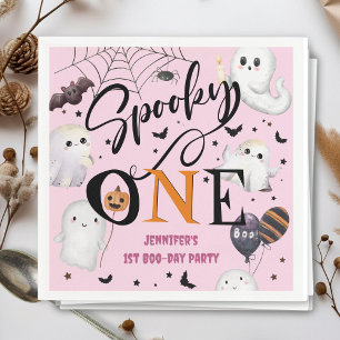 Spooky One Girl Pink Halloween 1st Birthday Paper Servet