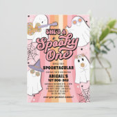 Spooky One Groovy Halloween 1e verjaardagsfeestje Kaart (Staand voorkant)