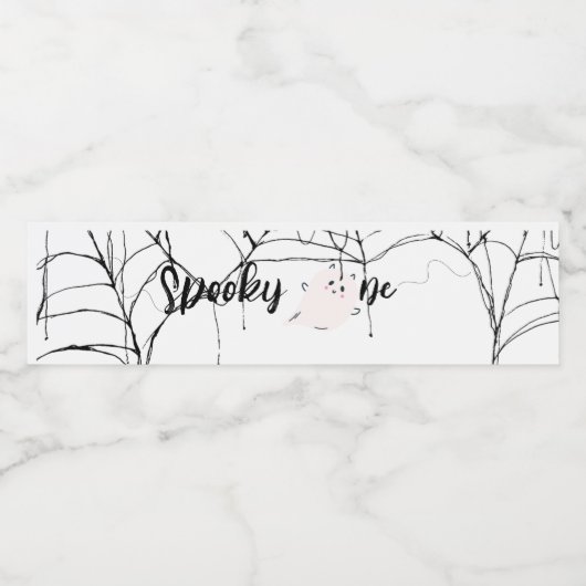 Spooky One | Halloween 1e verjaardag | Minimaal ro Waterfles Etiket (Enkel label)