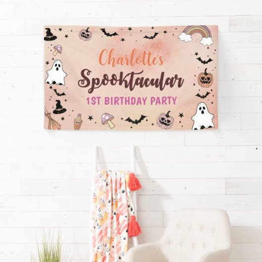 Spooky One Halloween 1e verjaardag Spandoek (Insitu)
