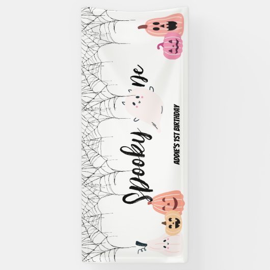 Spooky One | Halloween 1e verjaardag | Spooky Pink Spandoek (Verticaal)
